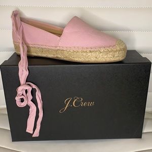 J.Crew- Ankle tie canvas espadrille pastel pink